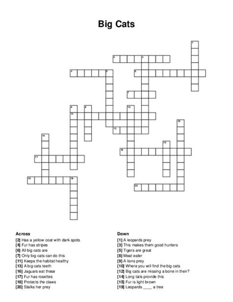 The Crossword Solver finds answers to classic crosswords and cryptic crossword puzzles. . Crossbred big cats crossword